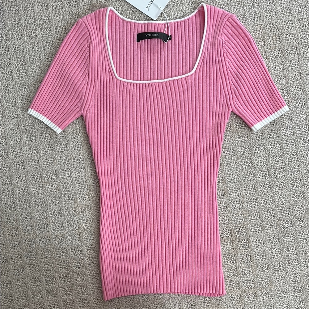 Pink Ribbed Women's Top